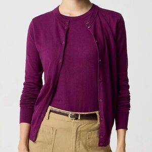 J. Crew 100% Cotton Purple Long Sleeve classic button Cardigan M